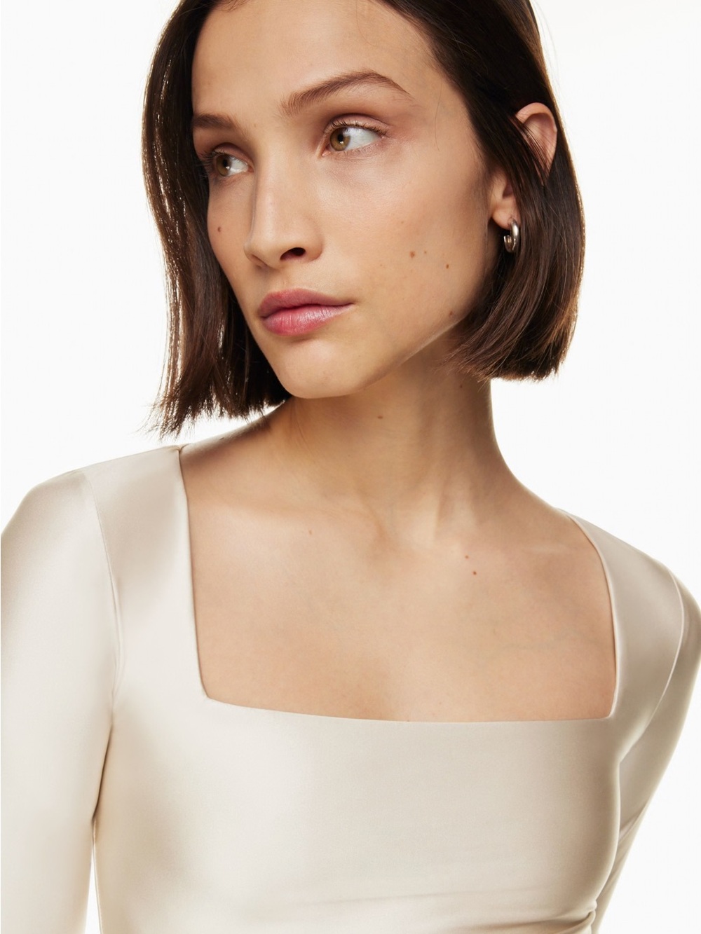 BABATON Satinette Squareneck Longsleeve Bodysuit in Gold - Picture 1 of 4